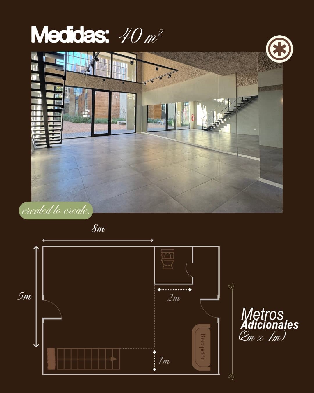 Medidas de la sala: 40 m²